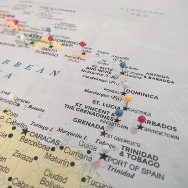 Classic push pin South & Central America map details