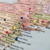 Colorful push pin usa map east coast details