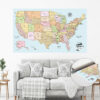 Colorful push pin usa map rolled
