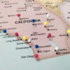 Colorful push pin usa map west coast details