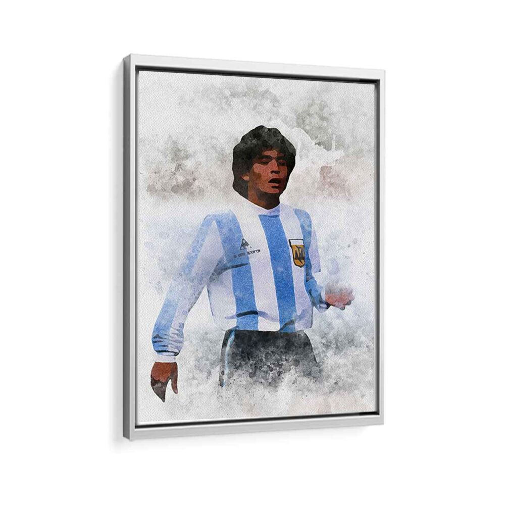 diego maradona framed canvas white frame