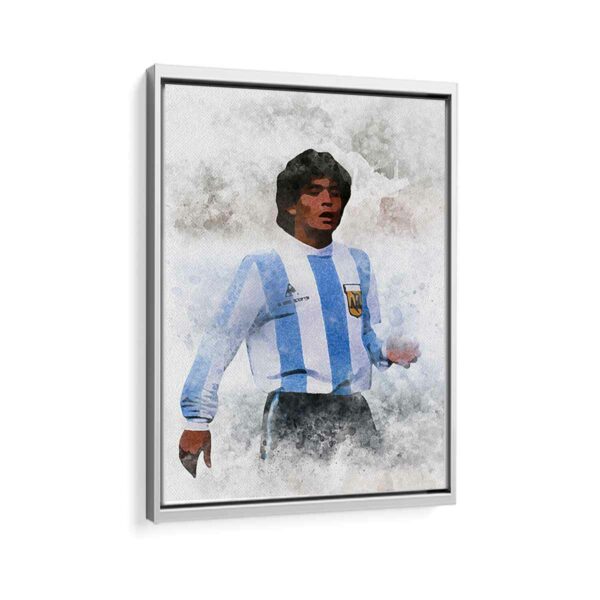 diego maradona framed canvas white frame