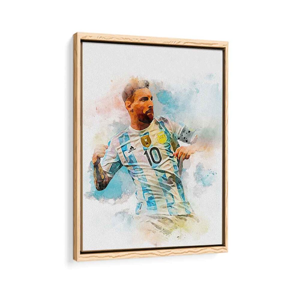 lionel messi framed canvas natural beige