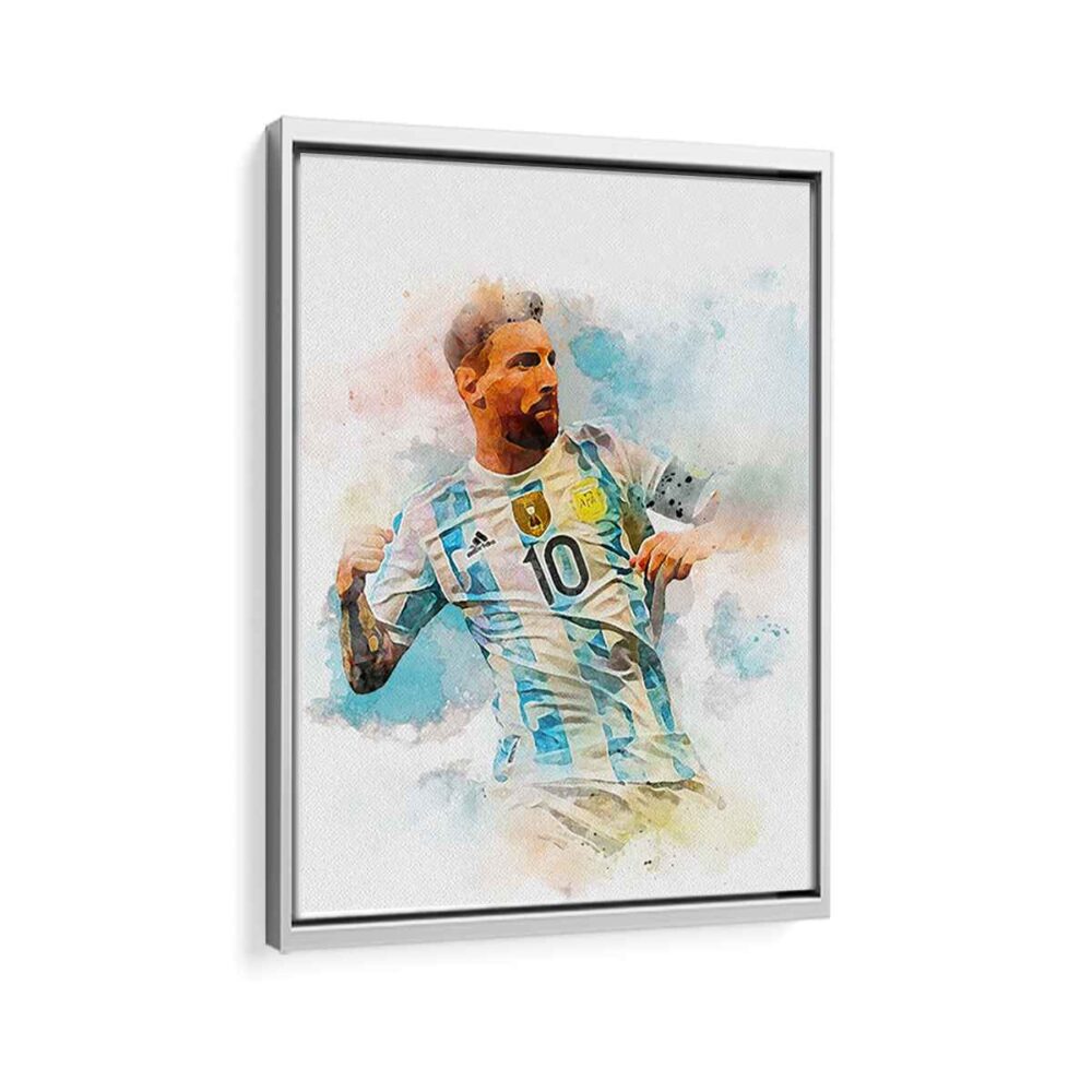 lionel messi framed canvas white frame