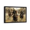 mongolian warriors framed canvas black frame