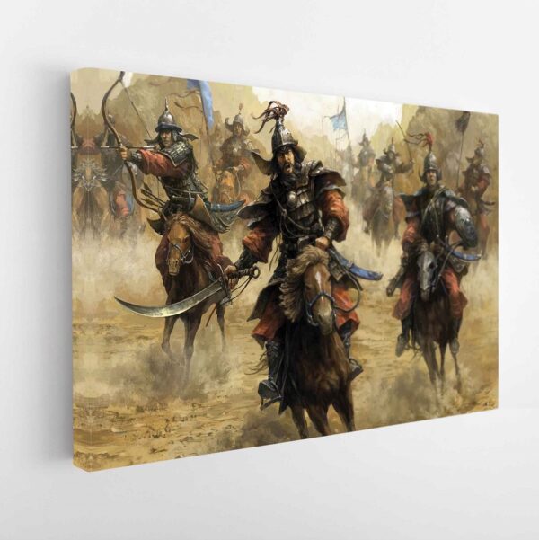 mongolian warriors stretched canvas