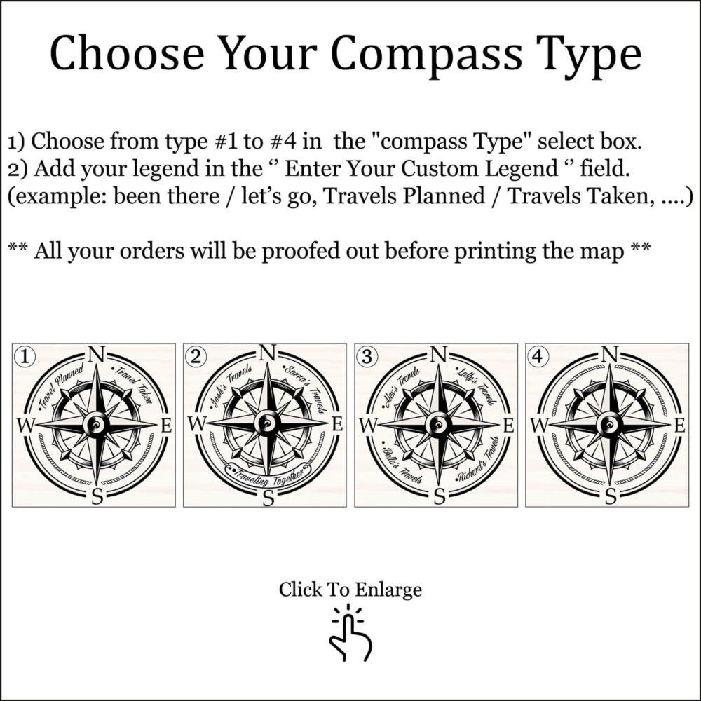 Farmhouse push pin usa map compass customization