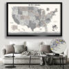 Farmhouse push pin usa map framed