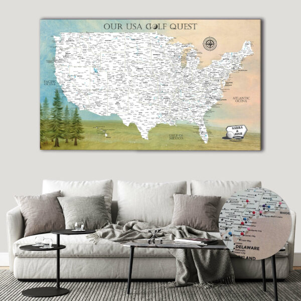 Golfer Push Pin USA map