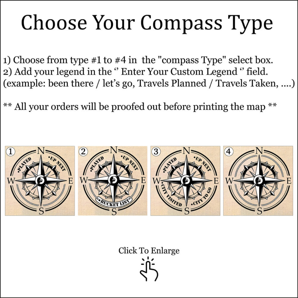 Golfer Push Pin USA map compass customization