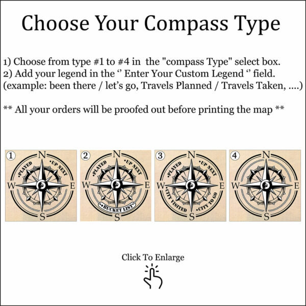 Golfer Push Pin USA map compass customization