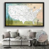 Golfer Push Pin USA map framed