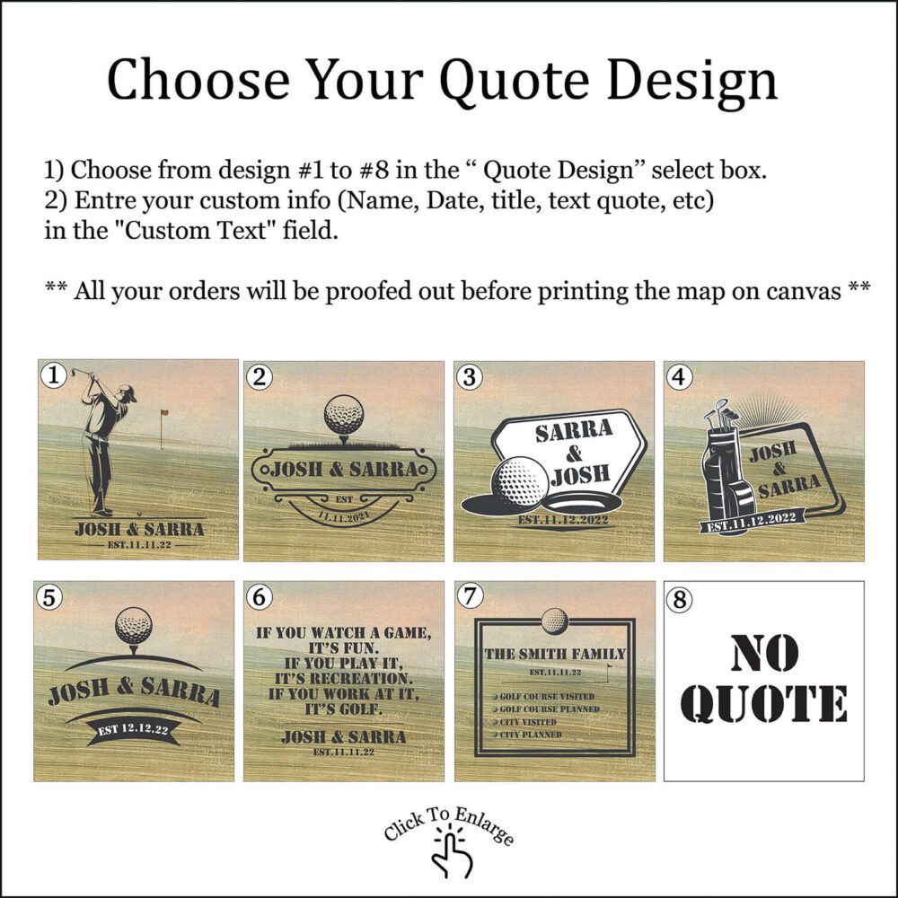 Golfer Push Pin USA map quote personalization