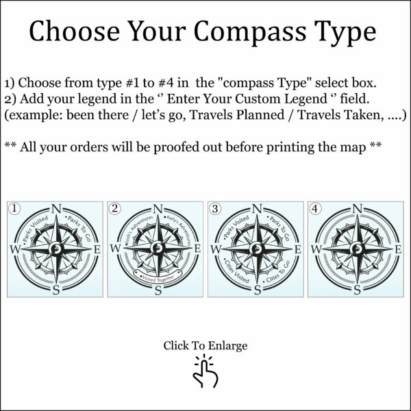 Push Pin Map USA National Parks compass customization