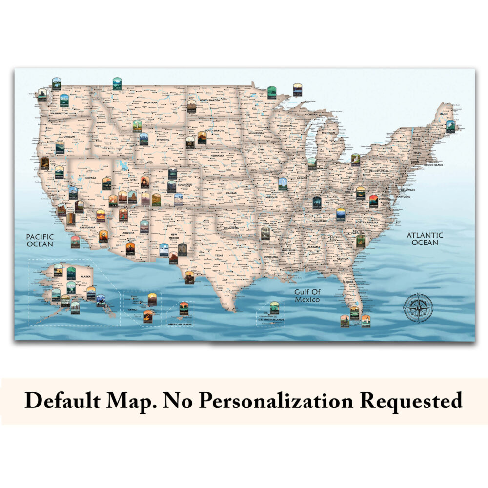 Push Pin Map USA National Parks no quote