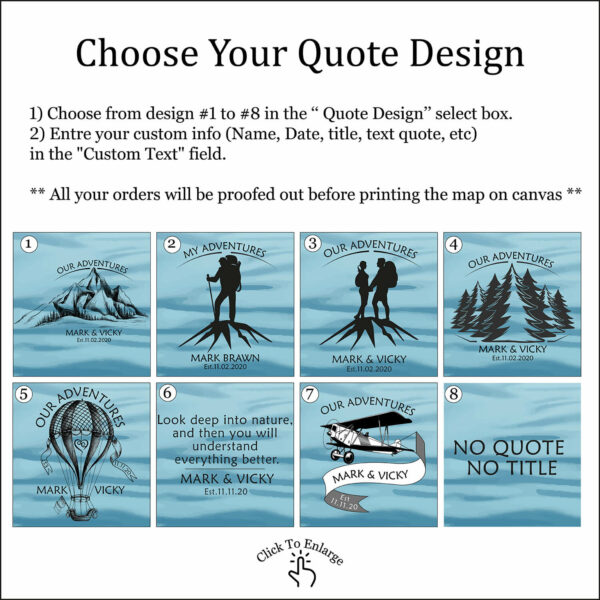 Push Pin Map USA National Parks quote personalization