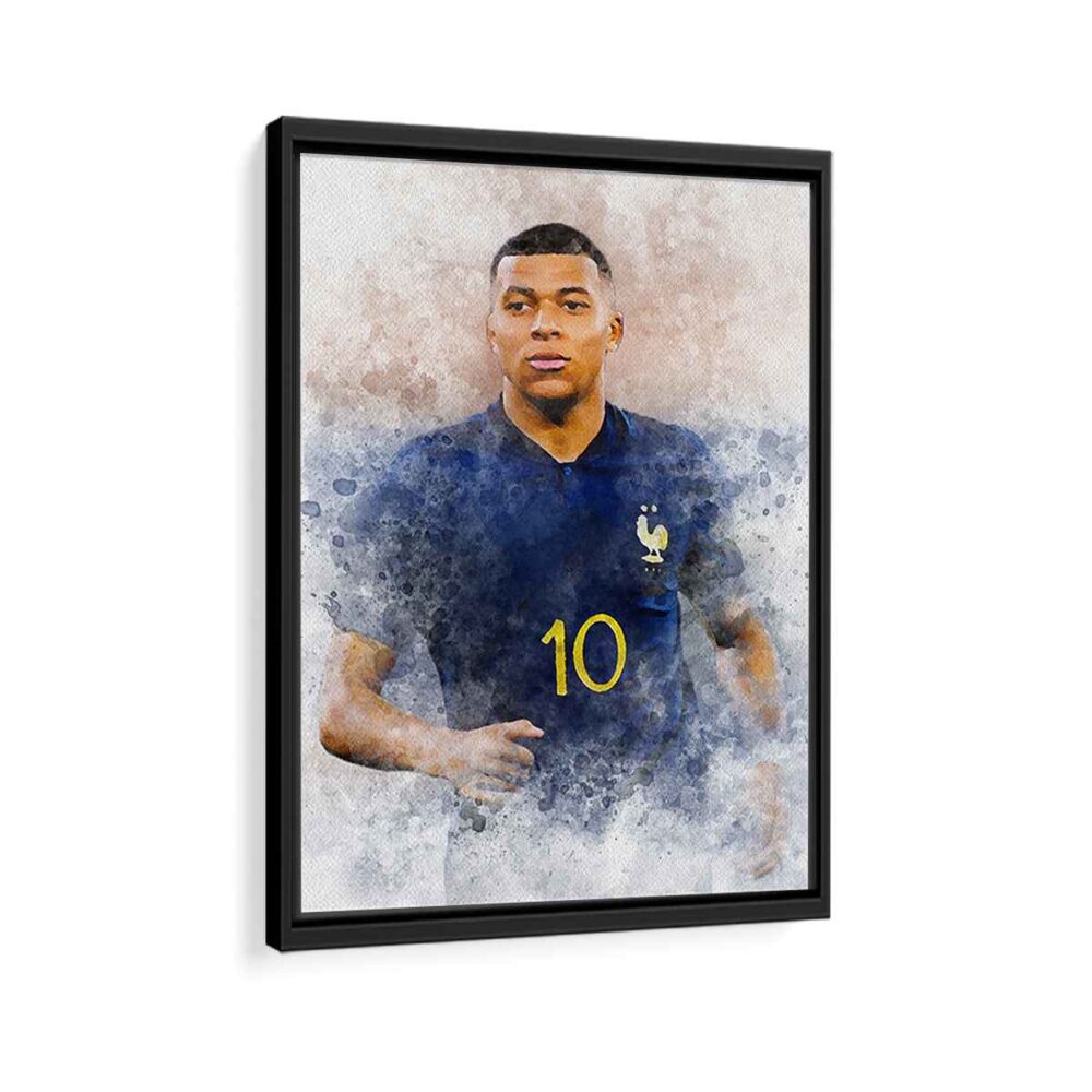 kylian mbappé framed canvas black frame