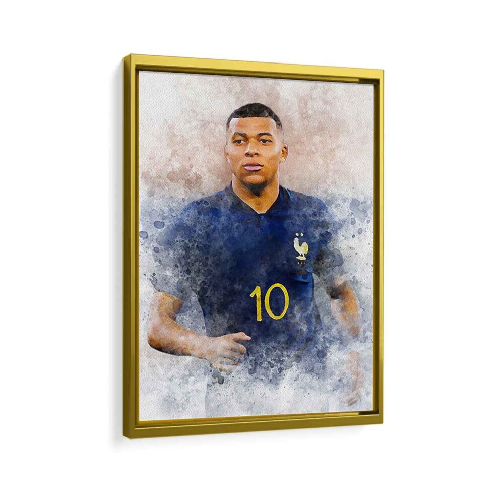 kylian mbappé framed canvas gold frame