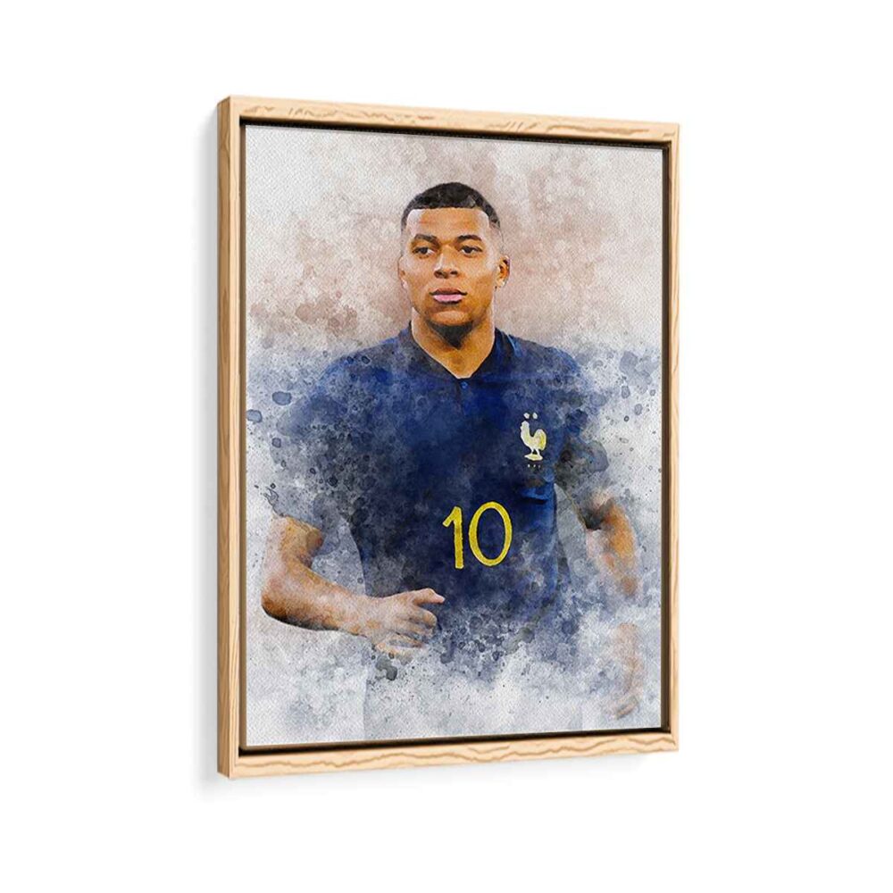 kylian mbappé framed canvas natural beige