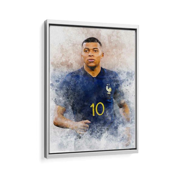 kylian mbappé framed canvas white frame