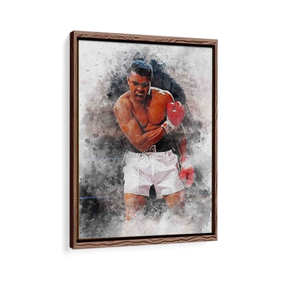 muhammad ali klay framed canvas walnut brown