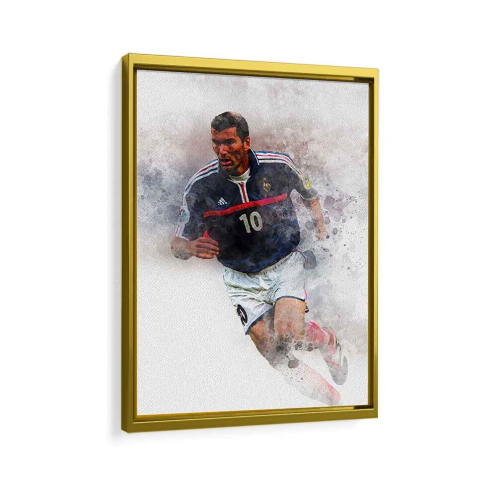 zinedine zidane framed canvas gold frame