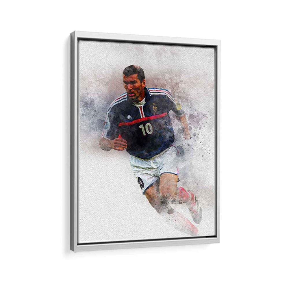 zinedine zidane framed canvas white frame