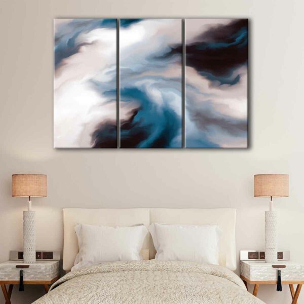 3 panels blue clouds canvas art