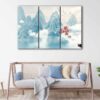 3 panels boho japanese mountains canvas art