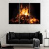 3 panels burning charcoal canvas art