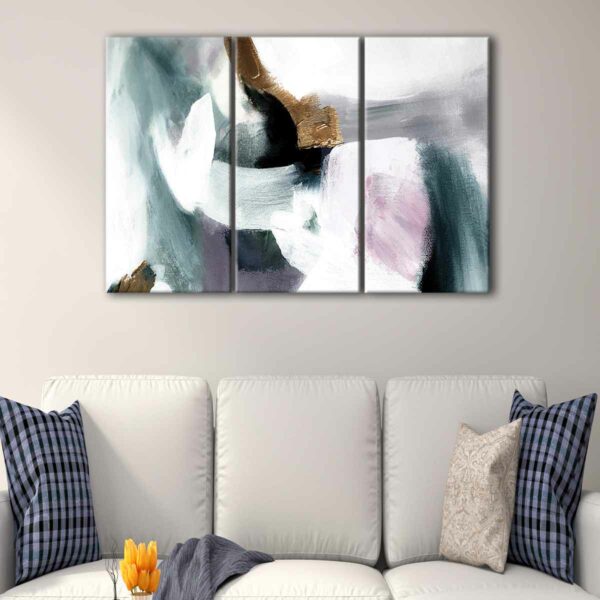 3 panels chaos abstract canvas art