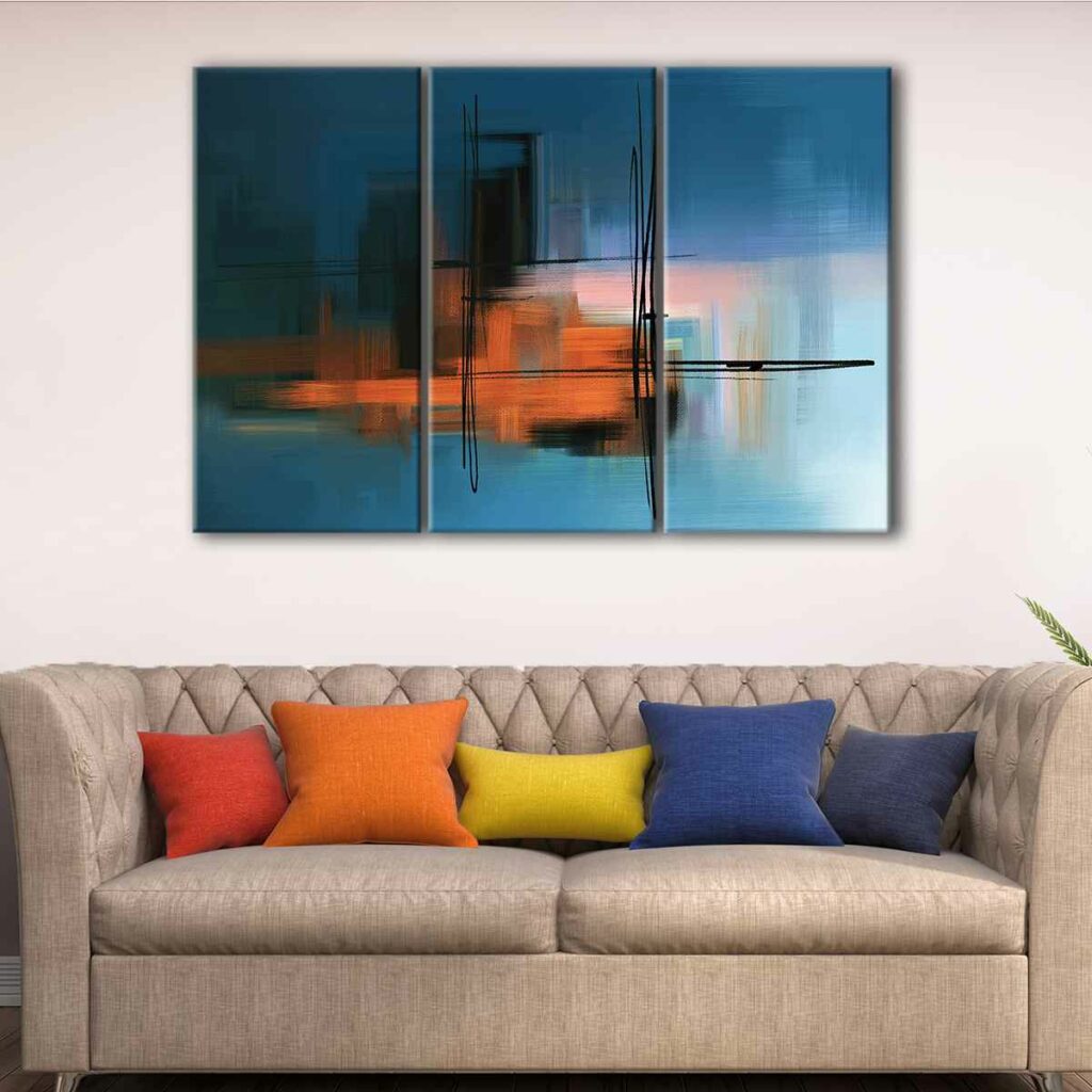 Orange and Blue Landscape Wall Art | Canvas Art Bay