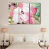 3 panels pink flower abstract canvas art