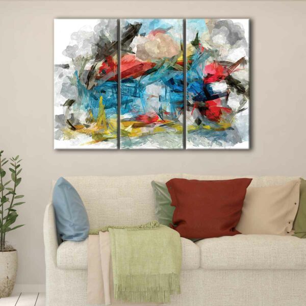 3 panels watercolor explosion canvas art