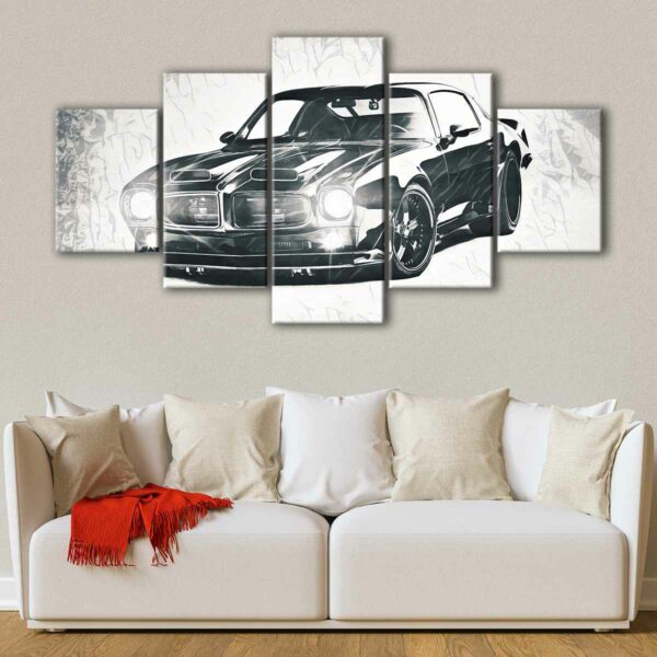 5 panels black supercar canvas art