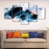 5 panels blue strokes canvas art