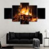 5 panels burning charcoal canvas art