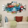 5 panels watercolor explosion canvas art