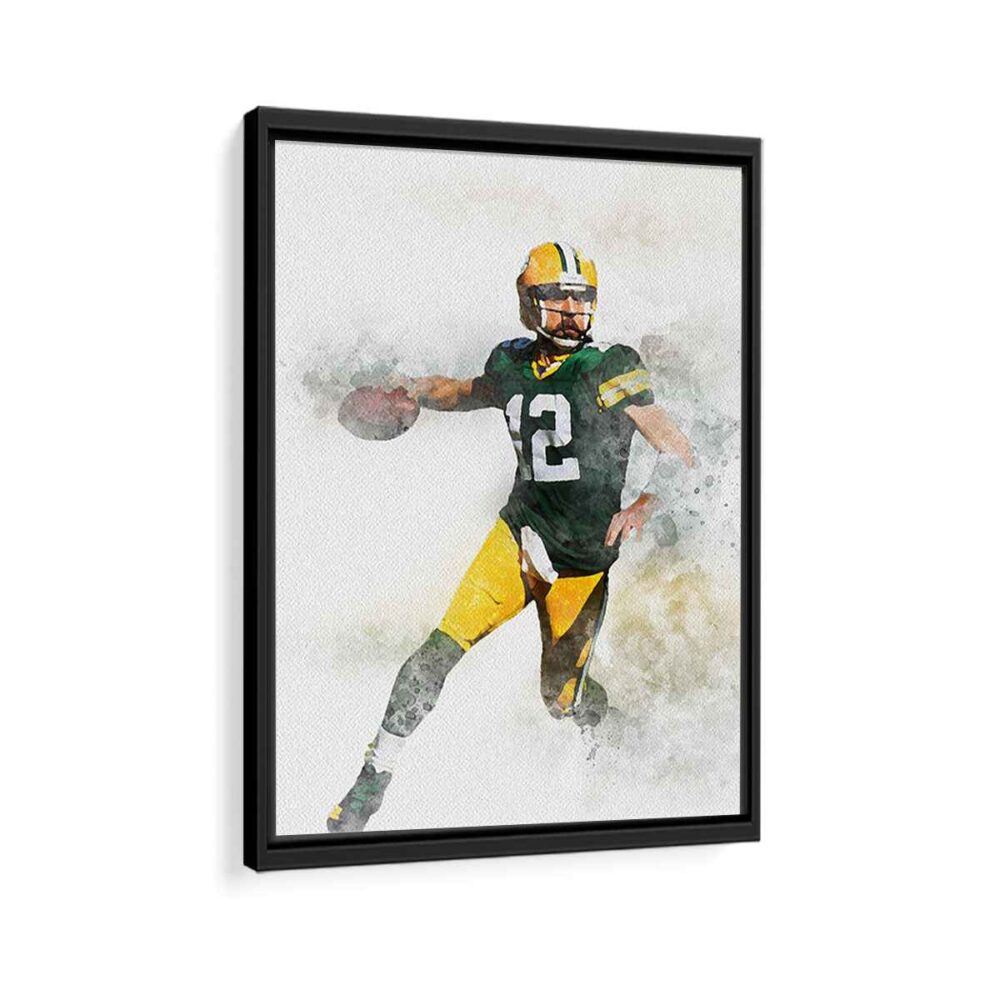 aaron rodgers framed canvas black frame