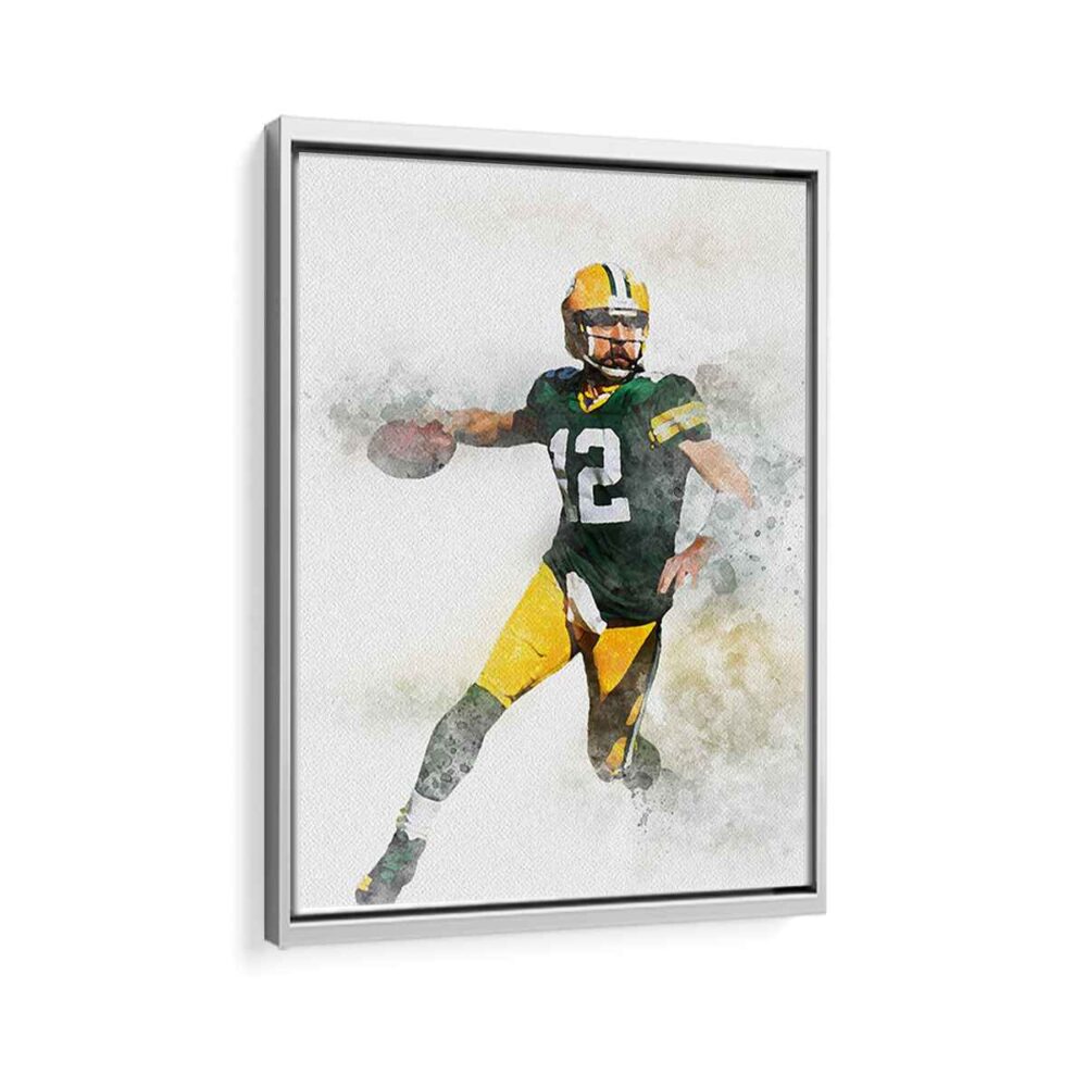 aaron rodgers framed canvas white frame