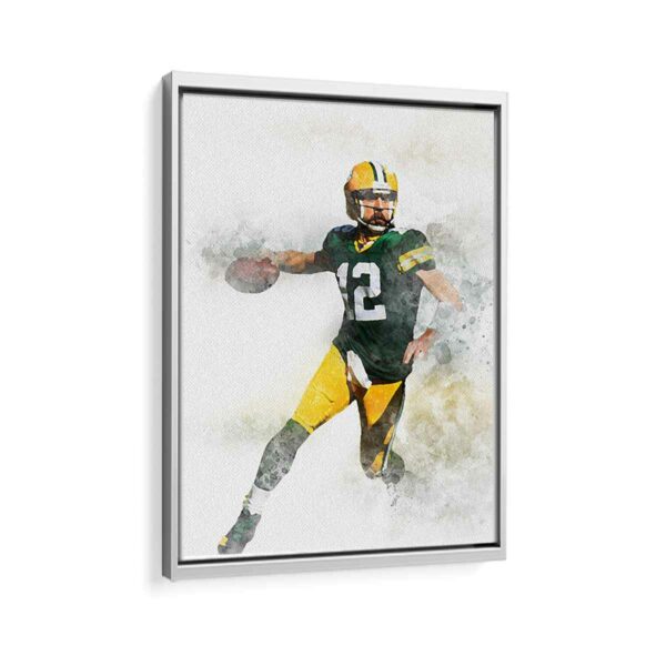 aaron rodgers framed canvas white frame
