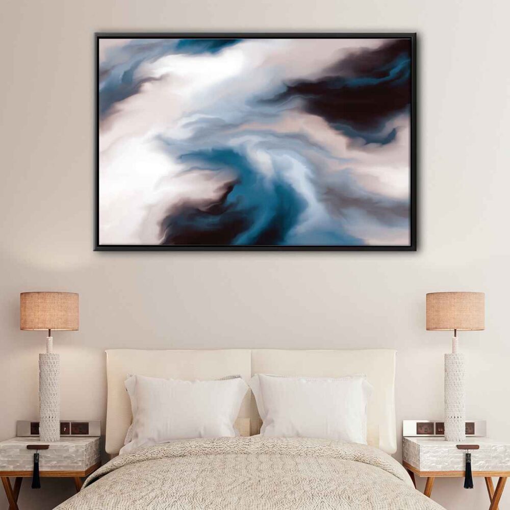 blue clouds floating frame canvas