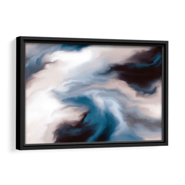 tableau nuages bleus avec cadre noir