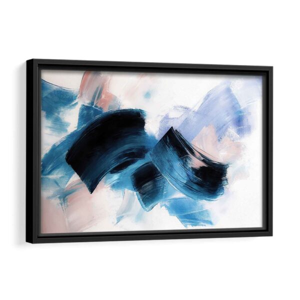 blue strokes framed canvas black frame