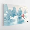 boho japanese mountains stretched canvas