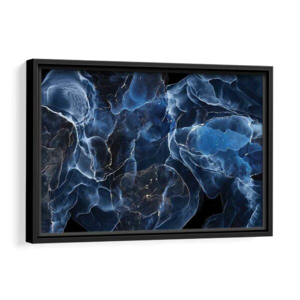 navy blue marble framed canvas black frame