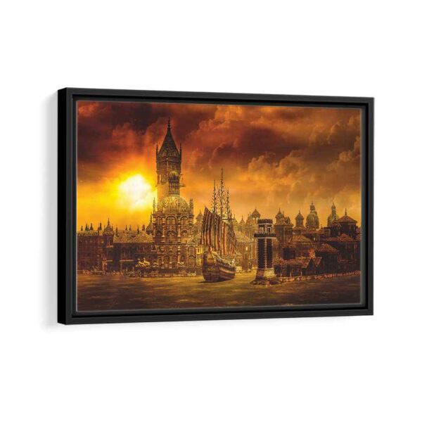 old london view framed canvas black frame