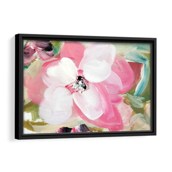 pink flower abstract framed canvas black frame