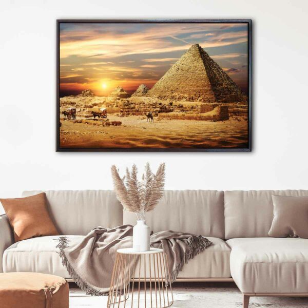 tableau paysage de pyramides avec cadre flottant