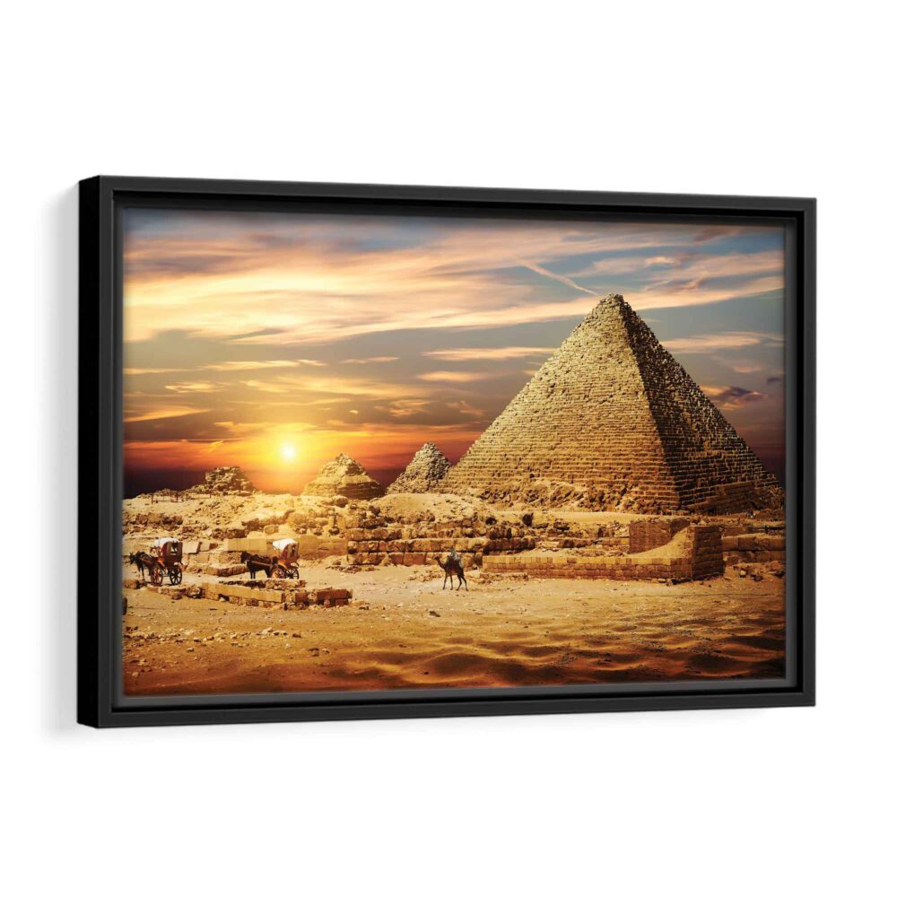 tableau paysage de pyramides avec cadre noir